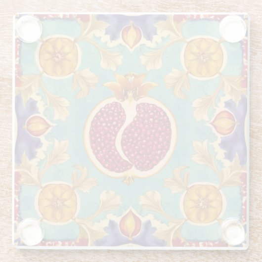 Granaatappelliefde Glazen Onderzetter (Achterkant)