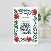 Granaatappels Aangepaste QR Bat Bar Mitswa Waterve Informatiekaartje (Staand voorkant)