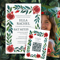 Granaatappels Aangepaste QR Bat Bar Mitswa Waterve