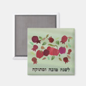 Granaatappels & Appels Zoete Jaar Magneten (Voorkant / Achterkant)