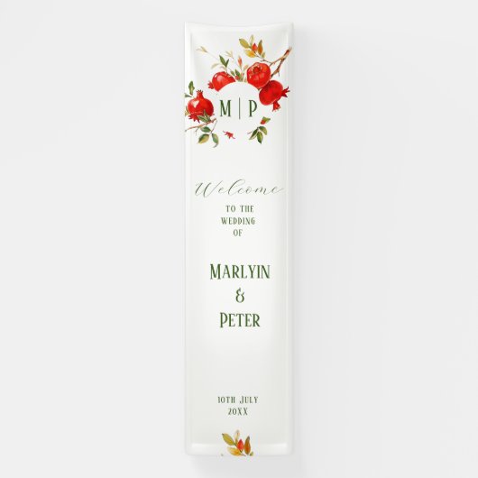 Granaatappels aquarel thema Helder kleuren Spandoek (Verticaal)