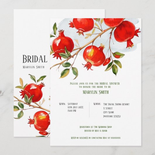 Granaatappels aquarelthema Felle kleuren Kaart (Voorkant / Achterkant)