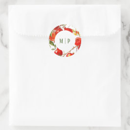 Granaatappels aquarelthema Felle kleuren Ronde Sticker