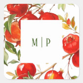 Granaatappels aquarelthema Felle kleuren Vierkante Sticker (Voorkant)