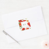 Granaatappels aquarelthema Felle kleuren Vierkante Sticker (Envelop)