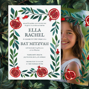 Granaatappels B'nai Bat Bar Mitzvah Aangepaste Fot Kaart