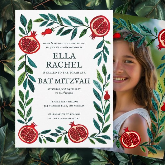 Granaatappels B'nai Bat Bar Mitzvah Aangepaste Fot Kaart