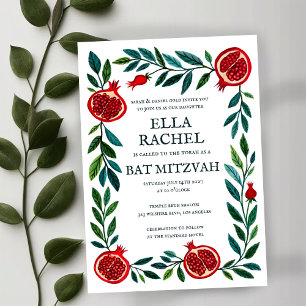 Granaatappels Custom Bat Bar Mitswa Waterverf Kaart