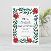 Granaatappels Custom B'nai Bat Bar Mitzvah QR Code Kaart (Staand voorkant)