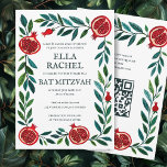 Granaatappels Custom B'nai Bat Bar Mitzvah QR Code Kaart<br><div class="desc">Perfecte kaart om een bar mitswa, vleermuis mitswa of andere joodse viering aan te kondigen! Hand gemaakte kunst voor u! VOLLEDIG ! Klik op "Personaliseren" hierboven om de tekst te bewerken en uw link toe te voegen aan de QR-code. Klik op "bewerken met behulp van design tool" om de lettertypen,...</div>