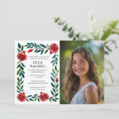 Granaatappels Custom PHOTO B'nai Bat Bar Mitswa Kaart (Staand voorkant)