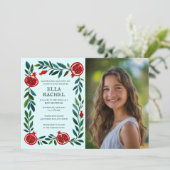 Granaatappels Custom PHOTO B'nai Bat Bar Mitswa Kaart (Staand voorkant)