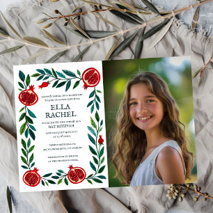 Granaatappels Custom PHOTO B'nai Bat Bar Mitswa Kaart
