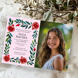 Granaatappels Custom PHOTO B'nai Bat Bar Mitswa Kaart