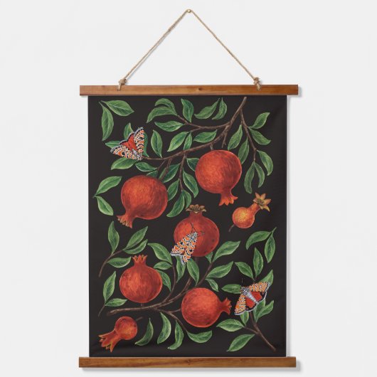Granaatappels en Bella Moths Hangend Wandkleed (Voorkant)
