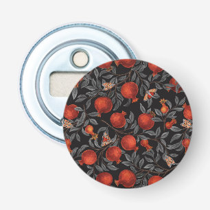 Granaatappels en Bella Moths in rood en grijs Button Flesopener