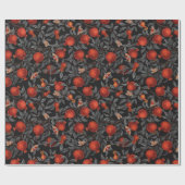 Granaatappels en Bella Moths in rood en grijs Cadeaupapier (Vlak)