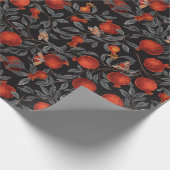 Granaatappels en Bella Moths in rood en grijs Cadeaupapier (Hoek)