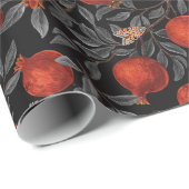 Granaatappels en Bella Moths in rood en grijs Cadeaupapier (Rol Hoek)