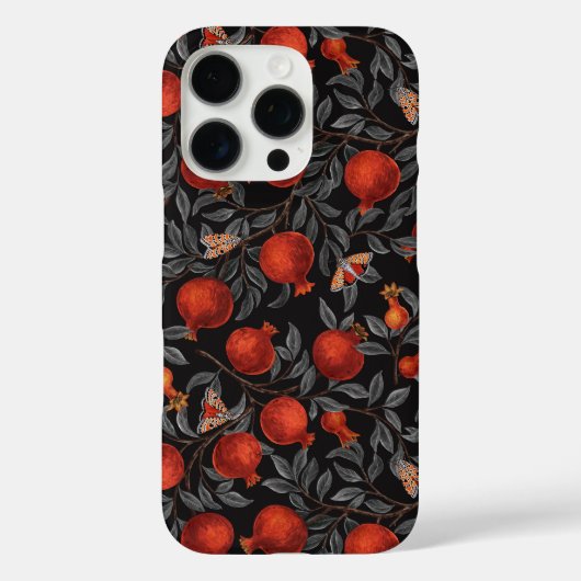 Granaatappels en Bella Moths in rood en grijs Case-Mate iPhone Case (Achterkant)