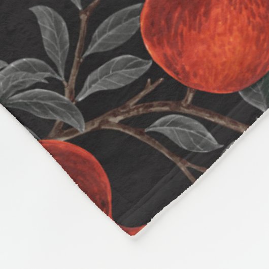 Granaatappels en Bella Moths in rood en grijs Fleece Deken (Hoek)