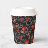 Granaatappels en Bella Moths in rood en grijs Papieren Bekers (Voorkant)