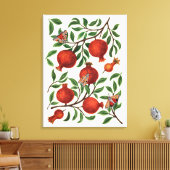 Granaatappels en Bella Moths op gebroken wit Canvas Afdruk (Insitu (Woonkamer))