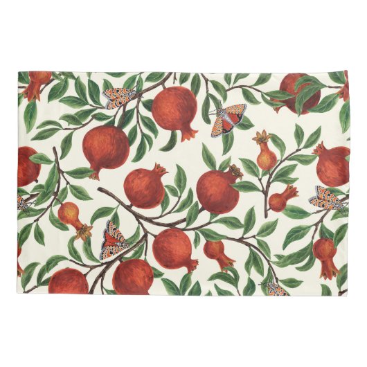 Granaatappels en Bella Moths op gebroken wit Kussensloop (Achterkant-Links)