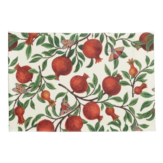 Granaatappels en Bella Moths op gebroken wit Kussensloop (Achterkant-Rechts)