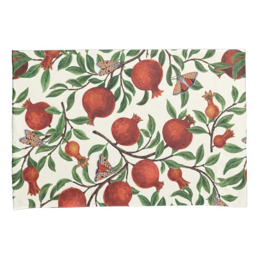 Granaatappels en Bella Moths op gebroken wit Kussensloop (Voorkant-Rechts)