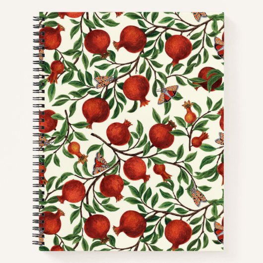 Granaatappels en Bella Moths op gebroken wit Notitieboek (Voorkant)