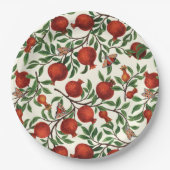Granaatappels en Bella Moths op gebroken wit Papieren Bordje (Voorkant)
