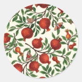 Granaatappels en Bella Moths op gebroken wit Ronde Sticker (Voorkant)
