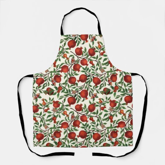 Granaatappels en Bella Moths op gebroken wit Schort (Voorkant)