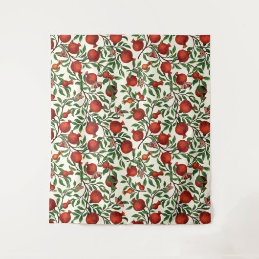 Granaatappels en Bella Moths op gebroken wit Wandkleed (Voorkant)