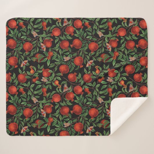 Granaatappels en Bella Moths Sherpa Deken (Voorkant (horizontaal))