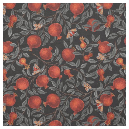 Granaatappels en Bella Moths Stof (Swatch)