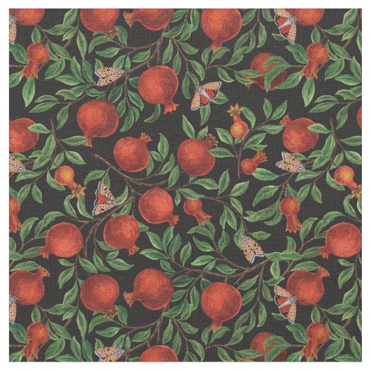 Granaatappels en Bella Moths Stof (Close Up)