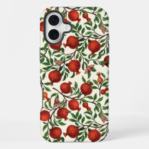 Granaatappels en Bella-motten op wit iPhone 16 Plus Hoesje