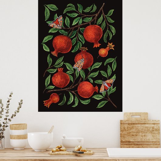 Granaatappels en Bella-motten  Poster (Keuken)