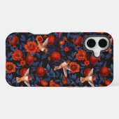 Granaatappels en kolibries / blauwe bladeren op zw iPhone hoesje (Achterkant horizontaal)