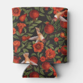 Granaatappels en kolibries / groene bladeren op zw blikjeskoeler (Achterkant)