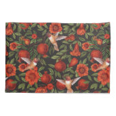 Granaatappels en kolibries / groene bladeren op zw kussensloop (Achterkant-Links)