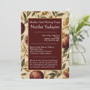 Granaatappels, Netilat Yadayim, Sjabbatgebed Kaart