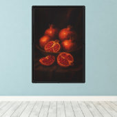 Granaatappels op fluweel canvas afdruk (Insitu (Houten vloer))