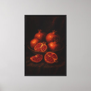 Granaatappels op fluweel canvas afdruk