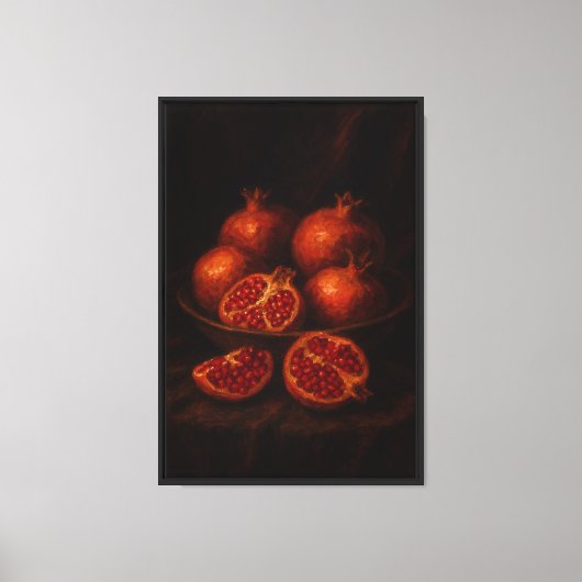 Granaatappels op fluweel canvas afdruk (Voorkant)