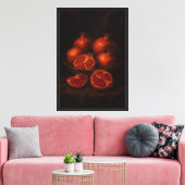 Granaatappels op fluweel canvas afdruk (Insitu (Woonkamer))