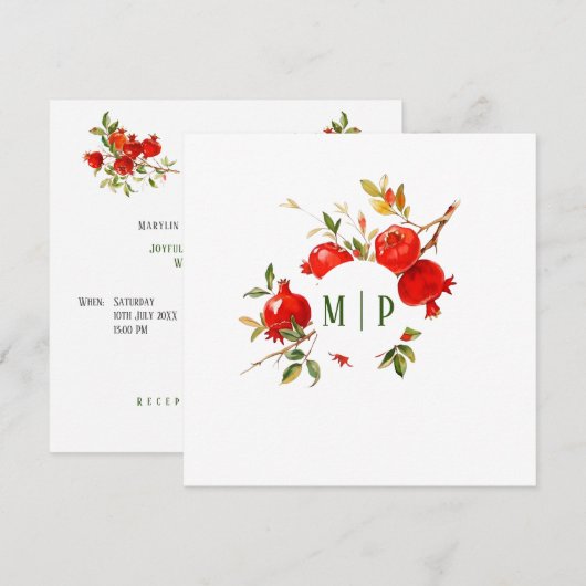 Granaatappels waterverf thema Heldere kleuren Kaart (Voorkant / Achterkant)