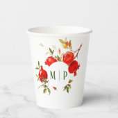 Granaatappels waterverf thema Heldere kleuren Papieren Bekers (Achterkant)